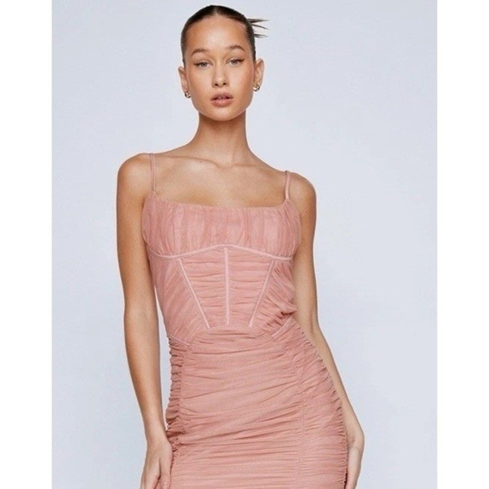 Nasty Gal Mesh Structured Corset Mini Dress In Blush Size 10 Clubwear Night Out